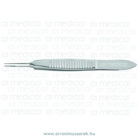 A1-Medical F-0550 Iris Forceps (Bonn model) angled 8.0mm, 1x2 teeth, 0.12mm 90° angle, length 7.5cm